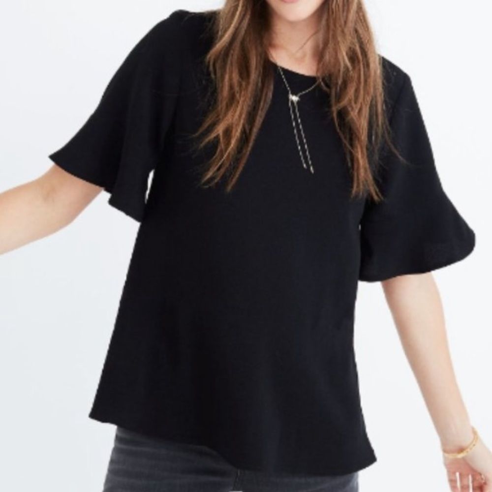 Madewell Black Flare-Hem top blouse
